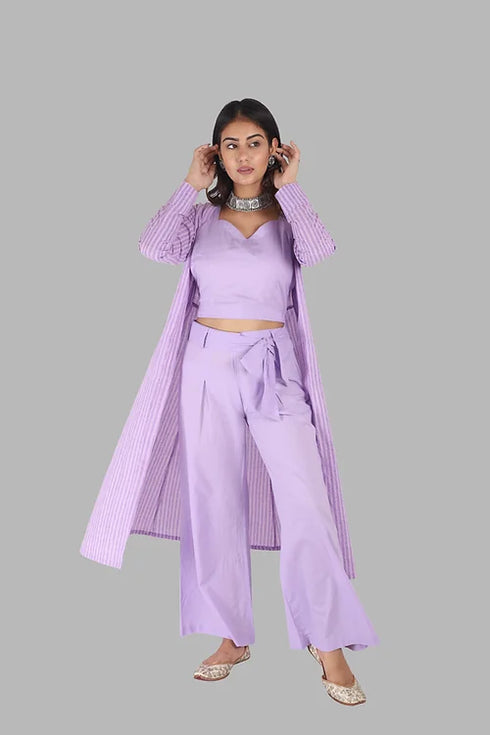 Lilac Co Ord Set With Jacket